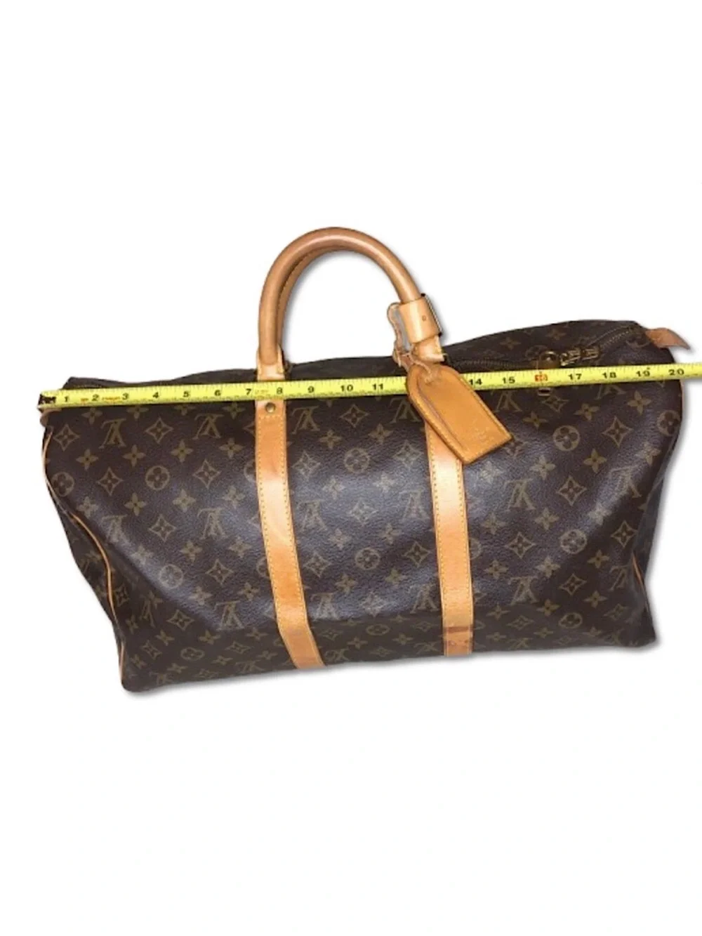LOUIS VUITTON LV 50 Monogram Coated Canvas Vachetta Leather Duffel Weekend Bag